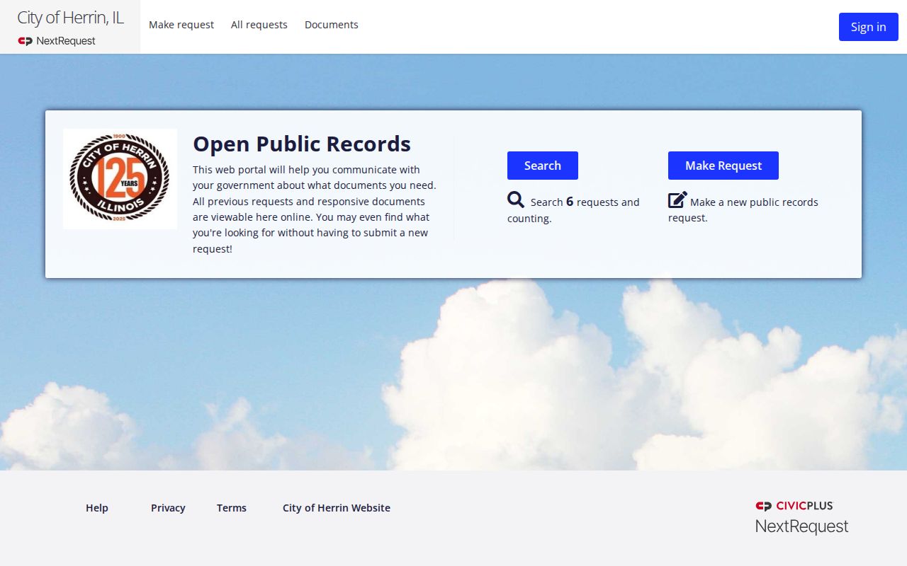 Herrin criminal records request archive in NextRequest