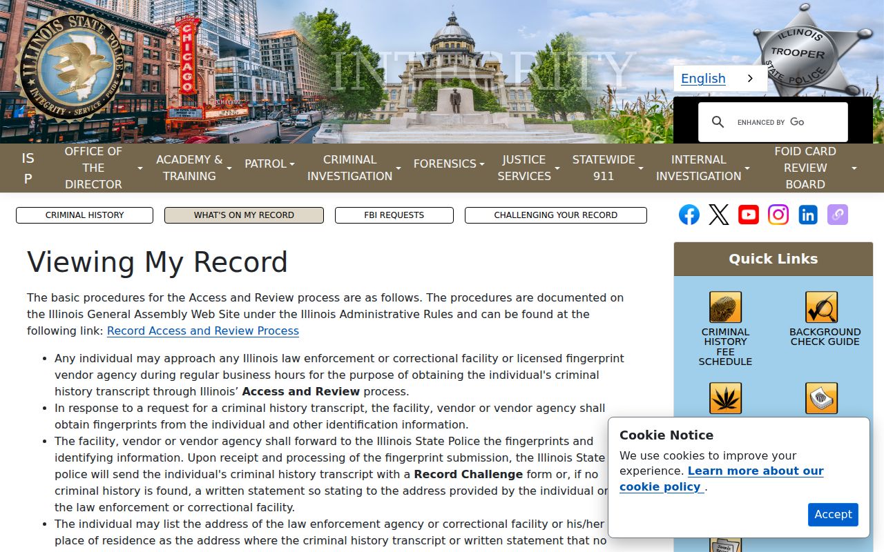 Williamson County criminal history Access and Review instructions