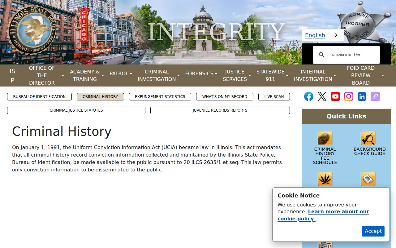 Williamson County criminal records ISP UCIA information page