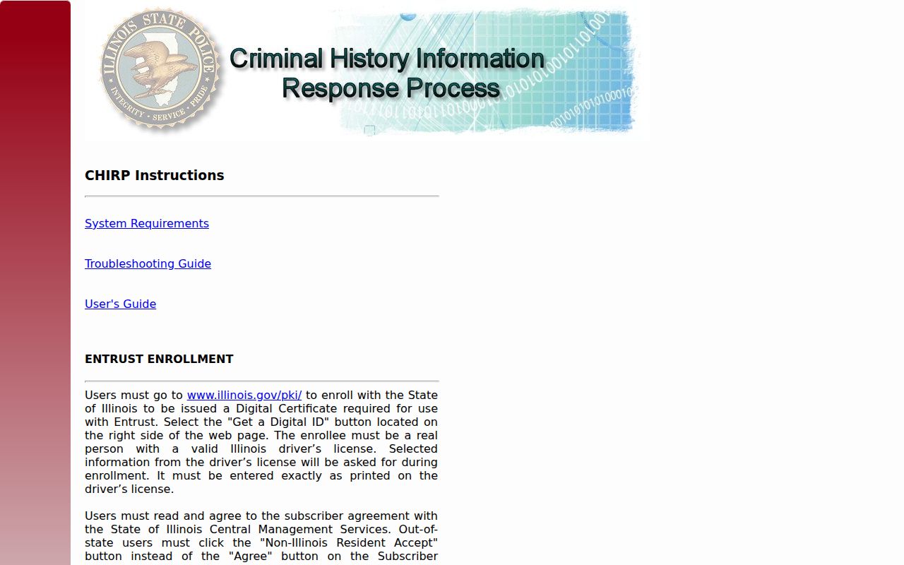 Williamson County criminal history CHIRP authentication page