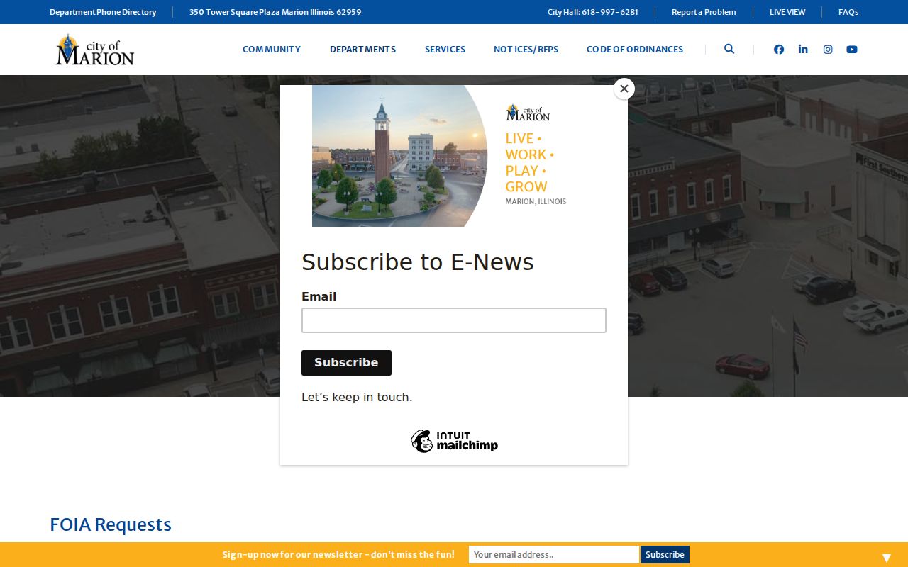 Marion criminal records and FOIA instructions from the city legal page