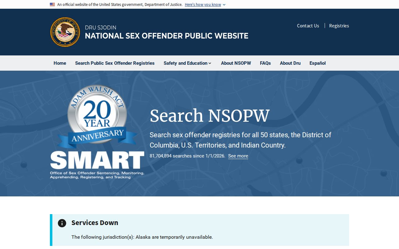 Williamson County sex offender search through the national NSOPW portal